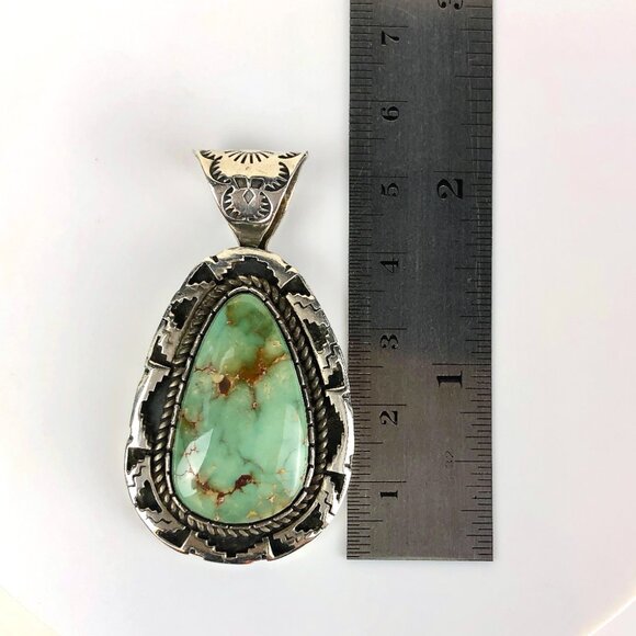 Navajo Arts and Crafts Guild Sterling Silver Royston Turquoise Pendant Vintage - Picture 9 of 11